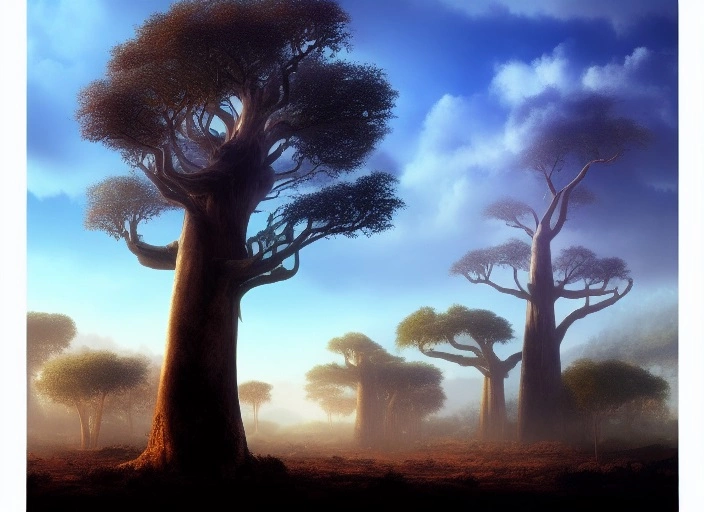 00262-2094733899-a highly detailed epic cinematic concept art CG render digital painting artwork_ a misty desert forest with baobab tree house wi.webp